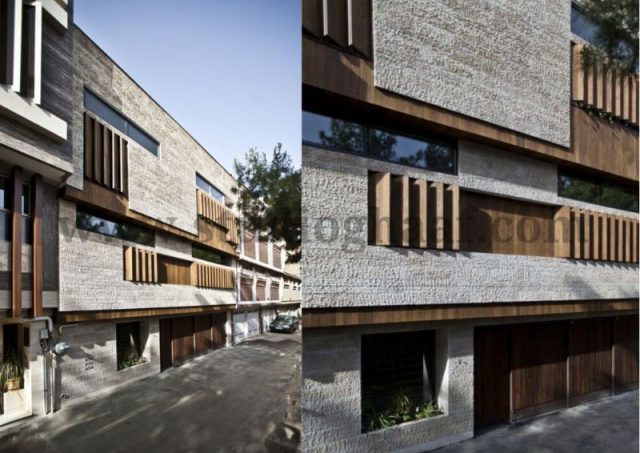 نمای ترکیبی ساختمان با چوب